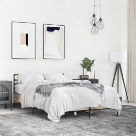 Estructura cama madera ingeniería metal roble Sonoma 140x190 cm en Camas y somieres | Comprar online en Foro24