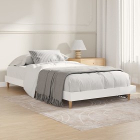 Estructura de cama madera contrachapada blanco brillo 90x190 cm