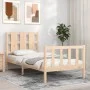 Bed frame with solid wood headboard 90x190 cm by vidaXL, Beds and slatted bases - Ref: Foro24-3192196, Price: 98,74 €, Discou...