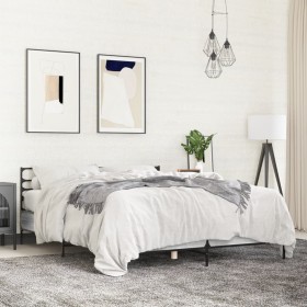 Estructura cama madera ingeniería metal gris Sonoma 140x190 cm