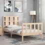 Bed frame with solid wood headboard 90x190 cm by vidaXL, Beds and slatted bases - Ref: Foro24-3192196, Price: 98,74 €, Discou...