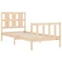 Bed frame with solid wood headboard 90x190 cm by vidaXL, Beds and slatted bases - Ref: Foro24-3192196, Price: 98,74 €, Discou...