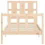 Bed frame with solid wood headboard 90x190 cm by vidaXL, Beds and slatted bases - Ref: Foro24-3192196, Price: 98,74 €, Discou...