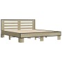 Estructura cama madera ingeniería metal roble Sonoma 200x200 cm
