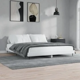 Glossy white engineered wood bed frame 200x200cm by vidaXL, Beds and slatted bases - Ref: Foro24-832215, Price: 120,47 €, Dis...