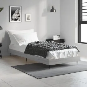 Sonoma gray engineered wood bed frame 75x190 cm by vidaXL, Beds and slatted bases - Ref: Foro24-832315, Price: 78,27 €, Disco...