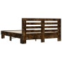 Estructura cama madera ingeniería metal roble ahumado 150x200cm