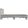 Estructura cama madera ingeniería metal gris Sonoma 150x200 cm