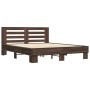 Estructura cama madera ingeniería metal marrón roble 150x200 cm