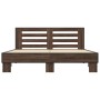 Estructura cama madera ingeniería metal marrón roble 150x200 cm