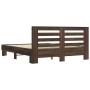 Estructura cama madera ingeniería metal marrón roble 150x200 cm