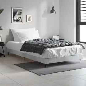 Concrete gray engineered wood bed frame 90x200cm by vidaXL, Beds and slatted bases - Ref: Foro24-832273, Price: 73,21 €, Disc...