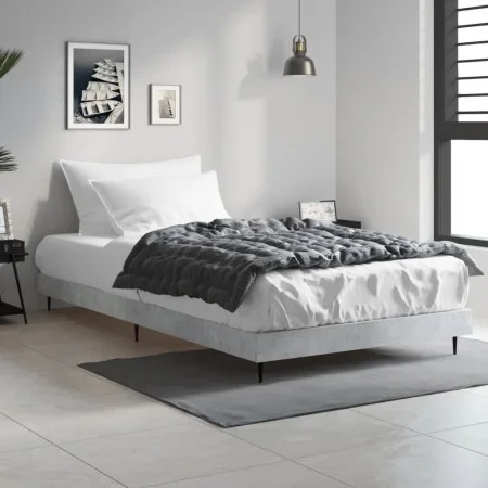 Concrete gray engineered wood bed frame 90x200cm by vidaXL, Beds and slatted bases - Ref: Foro24-832273, Price: 73,21 €, Disc...