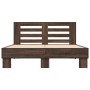 Estructura cama madera ingeniería metal marrón roble 140x200 cm