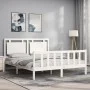 Weißer Massivholzbettrahmen mit Kopfteil 160x200 cm von vidaXL, Betten und Lattenroste - Ref: Foro24-3192177, Preis: 164,51 €...