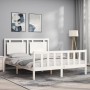 Weißer Massivholzbettrahmen mit Kopfteil 160x200 cm von vidaXL, Betten und Lattenroste - Ref: Foro24-3192177, Preis: 166,67 €...