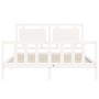 White solid wood bed frame with headboard 160x200 cm by vidaXL, Beds and slatted bases - Ref: Foro24-3192177, Price: 169,04 €...