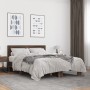 Estructura cama madera ingeniería metal marrón roble 120x200 cm