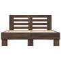 Estructura cama madera ingeniería metal marrón roble 120x200 cm