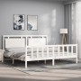 Weißer Massivholzbettrahmen mit Kopfteil 200x200 cm von vidaXL, Betten und Lattenroste - Ref: Foro24-3192187, Preis: 181,91 €...
