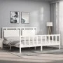 White solid wood bed frame with headboard 200x200 cm by vidaXL, Beds and slatted bases - Ref: Foro24-3192187, Price: 179,26 €...