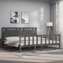 Gray solid wood bed frame with headboard 200x200 cm by vidaXL, Beds and slatted bases - Ref: Foro24-3192188, Price: 187,36 €,...