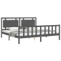 Gray solid wood bed frame with headboard 200x200 cm by vidaXL, Beds and slatted bases - Ref: Foro24-3192188, Price: 187,36 €,...