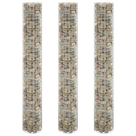 Rundes Gabionenbett 3 Einheiten aus verzinktem Stahl Ø30x200 cm von vidaXL, Töpfe und Pflanzgefäße - Ref: Foro24-152022, Prei...