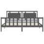 Gray solid wood bed frame with headboard 200x200 cm by vidaXL, Beds and slatted bases - Ref: Foro24-3192188, Price: 187,36 €,...