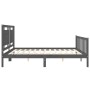 Gray solid wood bed frame with headboard 200x200 cm by vidaXL, Beds and slatted bases - Ref: Foro24-3192188, Price: 187,36 €,...