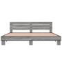 Estructura cama madera ingeniería metal gris Sonoma 200x200 cm