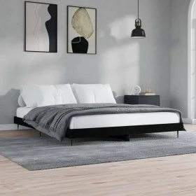 Black engineered wood bed frame 140x200 cm by vidaXL, Beds and slatted bases - Ref: Foro24-832246, Price: 106,13 €, Discount: %