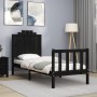 Single bed frame with black solid wood headboard by vidaXL, Beds and slatted bases - Ref: Foro24-3192260, Price: 127,06 €, Di...