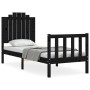 Single bed frame with black solid wood headboard by vidaXL, Beds and slatted bases - Ref: Foro24-3192260, Price: 127,06 €, Di...