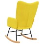 Silla mecedora de tela amarillo mostaza