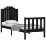 Single bed frame with black solid wood headboard by vidaXL, Beds and slatted bases - Ref: Foro24-3192260, Price: 127,06 €, Di...