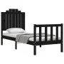 Single bed frame with black solid wood headboard by vidaXL, Beds and slatted bases - Ref: Foro24-3192260, Price: 125,42 €, Di...
