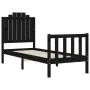 Single bed frame with black solid wood headboard by vidaXL, Beds and slatted bases - Ref: Foro24-3192260, Price: 125,42 €, Di...