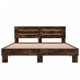 Estructura cama madera ingeniería metal roble ahumado 150x200cm