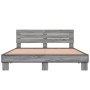 Estructura cama madera ingeniería metal gris Sonoma 150x200 cm