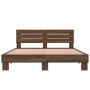 Estructura cama madera ingeniería metal marrón roble 150x200 cm