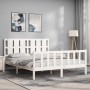 Doppelbettgestell mit weißem Massivholz-Kopfteil von vidaXL, Betten und Lattenroste - Ref: Foro24-3192237, Preis: 157,80 €, R...