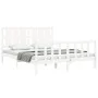 Double bed frame with white solid wood headboard by vidaXL, Beds and slatted bases - Ref: Foro24-3192237, Price: 155,70 €, Di...