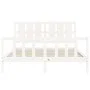 Double bed frame with white solid wood headboard by vidaXL, Beds and slatted bases - Ref: Foro24-3192237, Price: 155,70 €, Di...