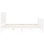 Double bed frame with white solid wood headboard by vidaXL, Beds and slatted bases - Ref: Foro24-3192237, Price: 157,80 €, Di...