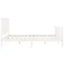 Double bed frame with white solid wood headboard by vidaXL, Beds and slatted bases - Ref: Foro24-3192237, Price: 155,70 €, Di...