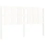 Double bed frame with white solid wood headboard by vidaXL, Beds and slatted bases - Ref: Foro24-3192237, Price: 155,70 €, Di...