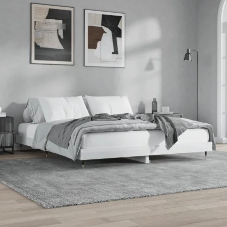Glossy white engineered wood bed frame 140x200cm by vidaXL, Beds and slatted bases - Ref: Foro24-832143, Price: 136,28 €, Dis...