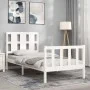 Weißer Massivholzbettrahmen mit Kopfteil 90x200 cm von vidaXL, Betten und Lattenroste - Ref: Foro24-3192217, Preis: 103,90 €,...