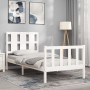 Weißer Massivholzbettrahmen mit Kopfteil 90x200 cm von vidaXL, Betten und Lattenroste - Ref: Foro24-3192217, Preis: 105,25 €,...